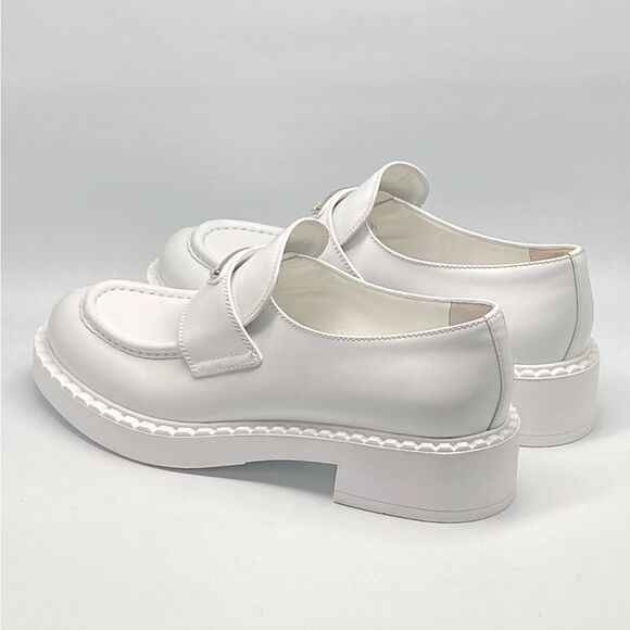 Prada Spazzolato Logo Platform Leather Loafers size 39.5 - Picture 11 of 14